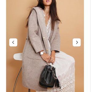 NWT Belle & Bloom Walk This Way Wool Blend Oversized Coat in Beige